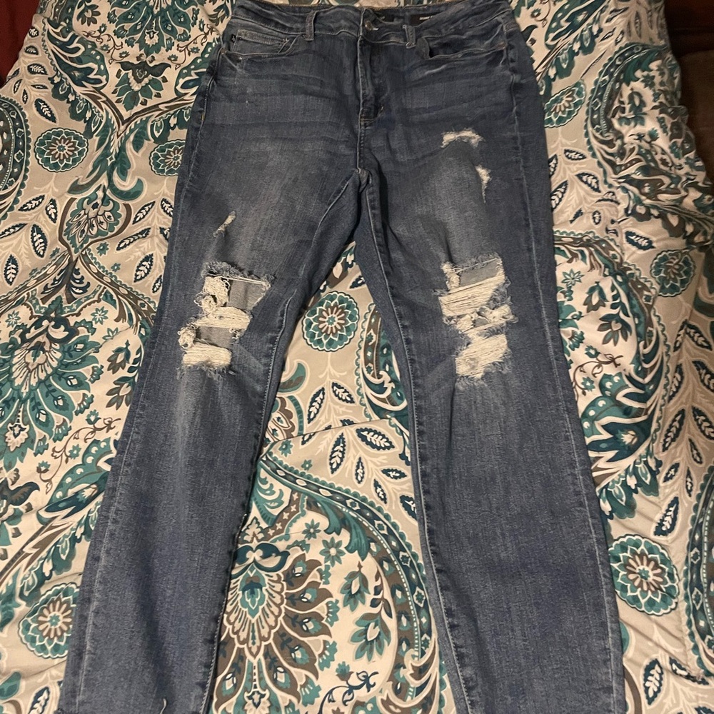 Distressed Blue Jeans